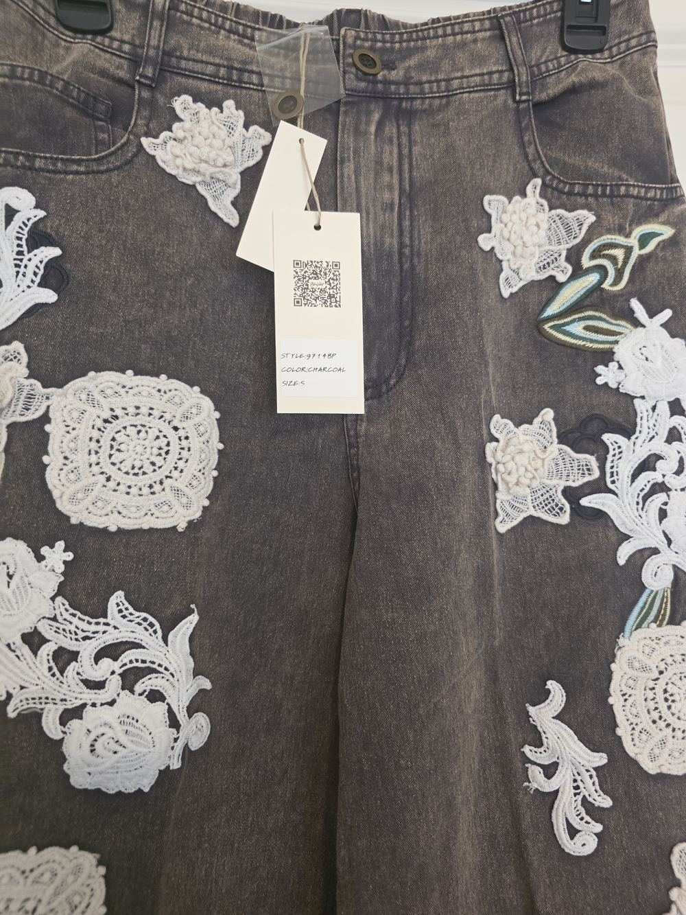 Blufish Charcoal Embroidered Straight-Leg Jeans - Picture 2 of 7